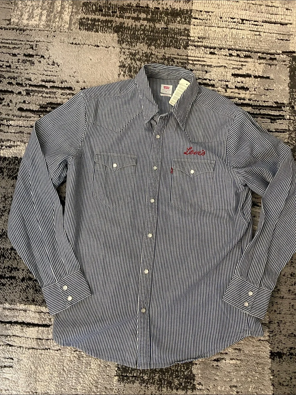 New Men’s Levi’s The Western Railroad Pearl Snap Shirt Medium